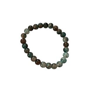 Green and Brown Beaded Stretch Bracelet